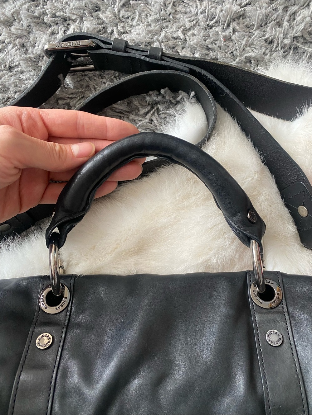 RUDSAK Black Leather satchel bag - Picture 3 of 11